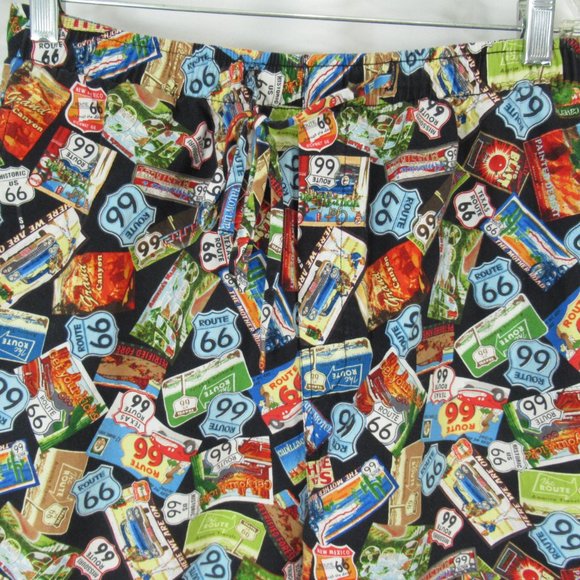 The Cats Pajamas PJ Lounge Pants Route 66 Collage Mens Medium Pockets Cotton - Picture 1 of 11